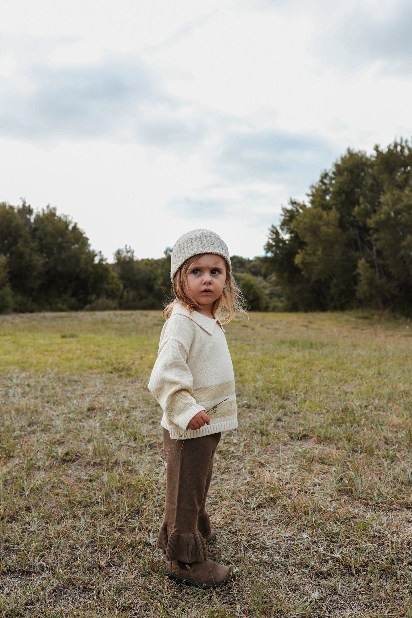Striped Collar Pull Over - Milk/Pistachio