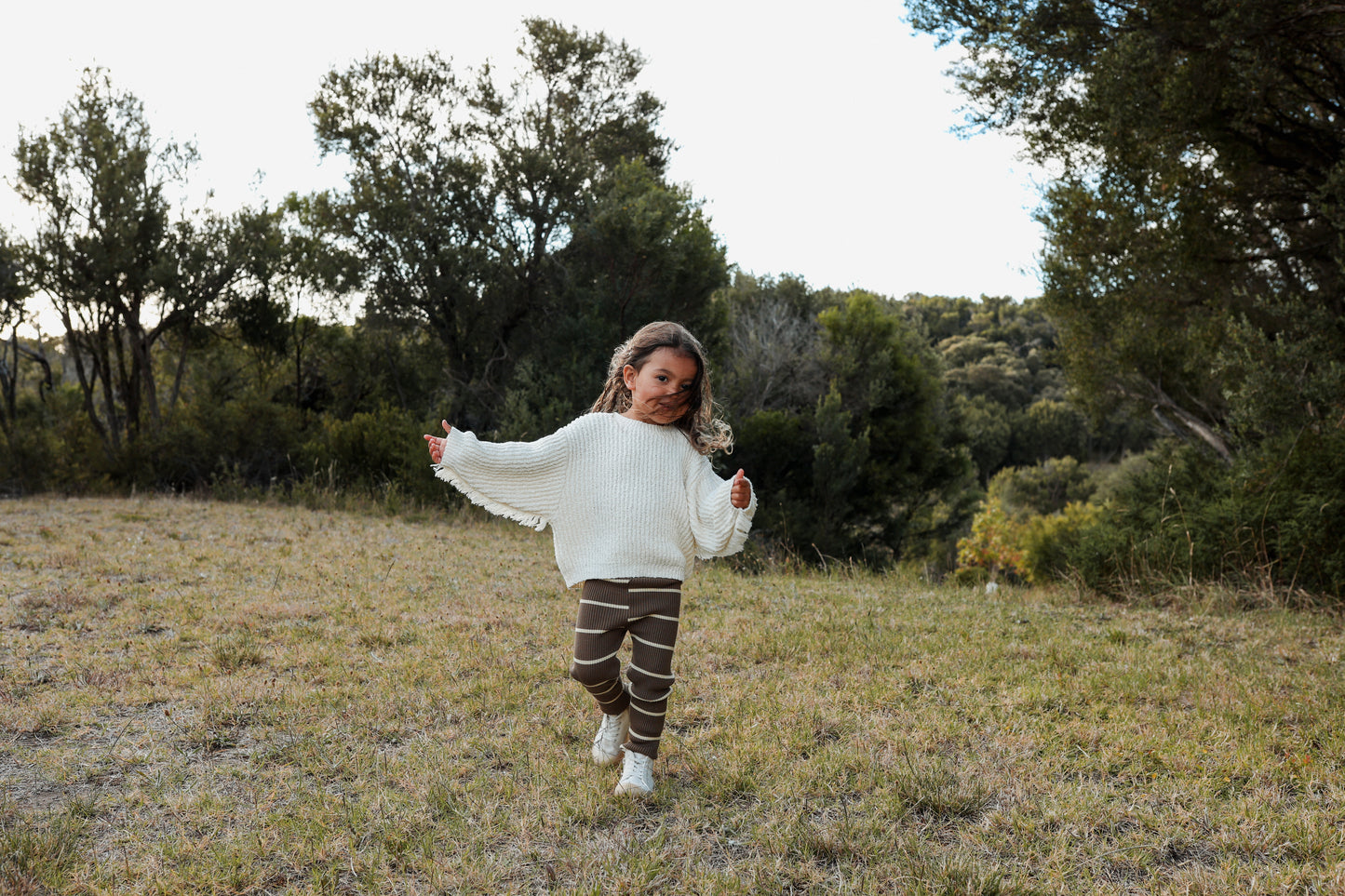 Asymmetrical Stripe Leggings - Clay