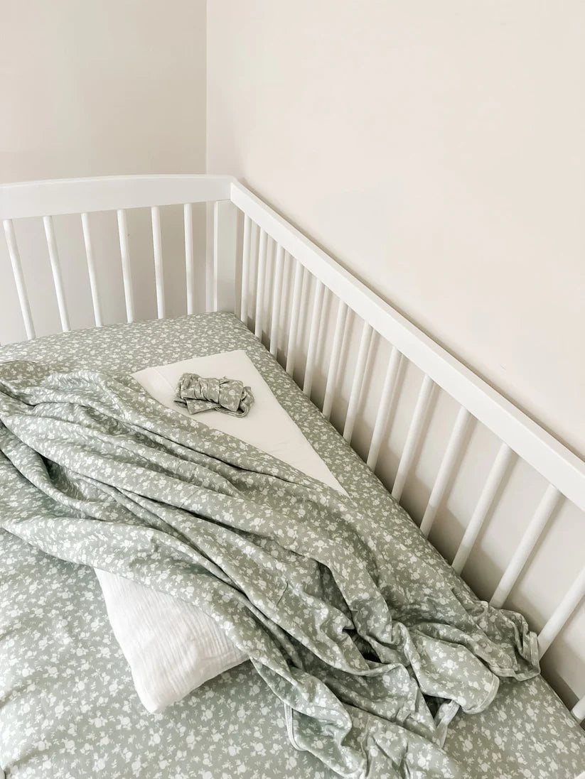Sage green cot deals sheets