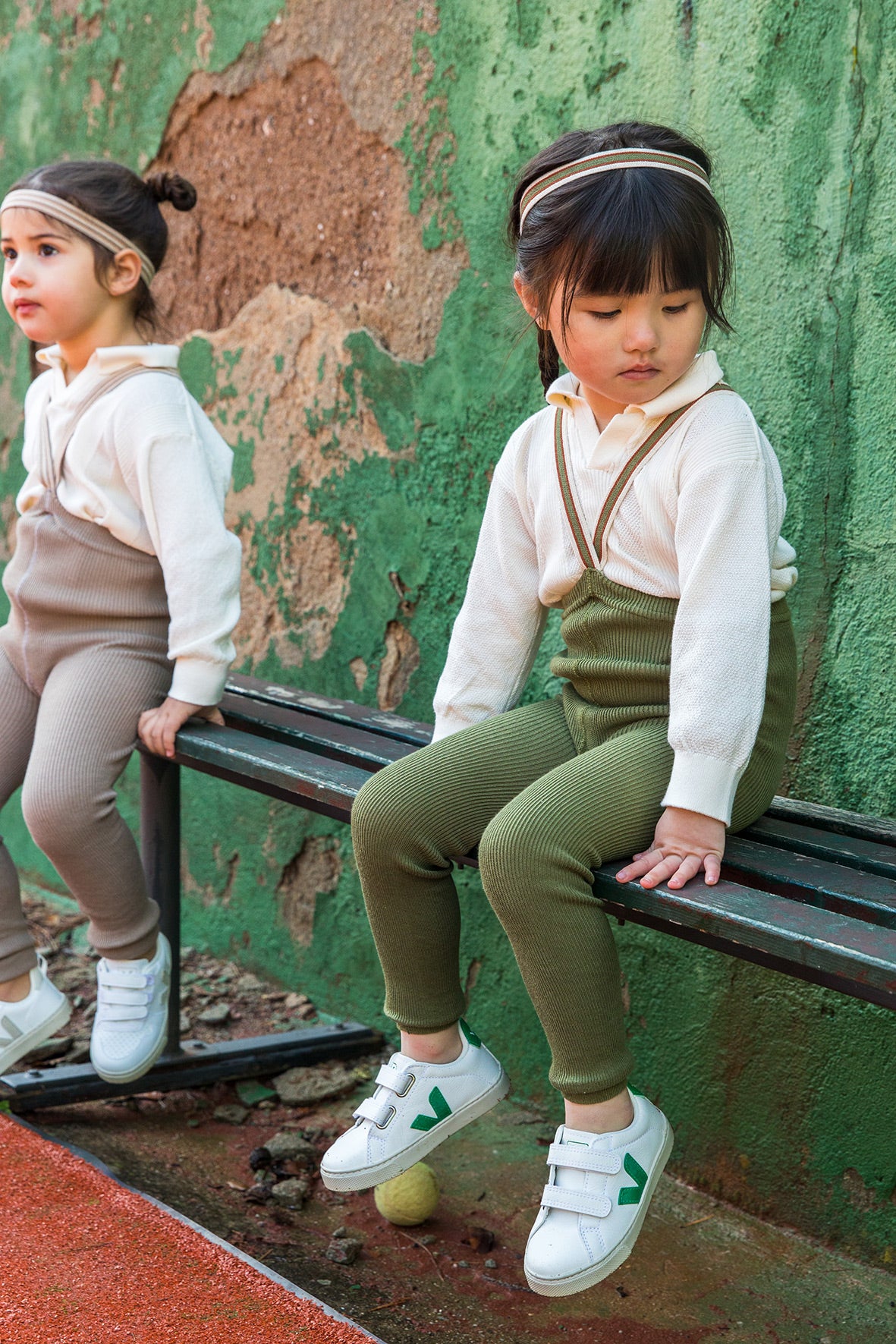 Classic Tights | Footless - Olive Striped
