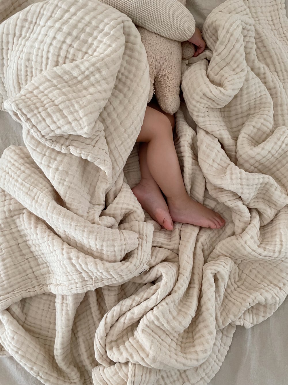 Organic Cotton Gauze Blanket & Pillow Case SET - Oat Milk