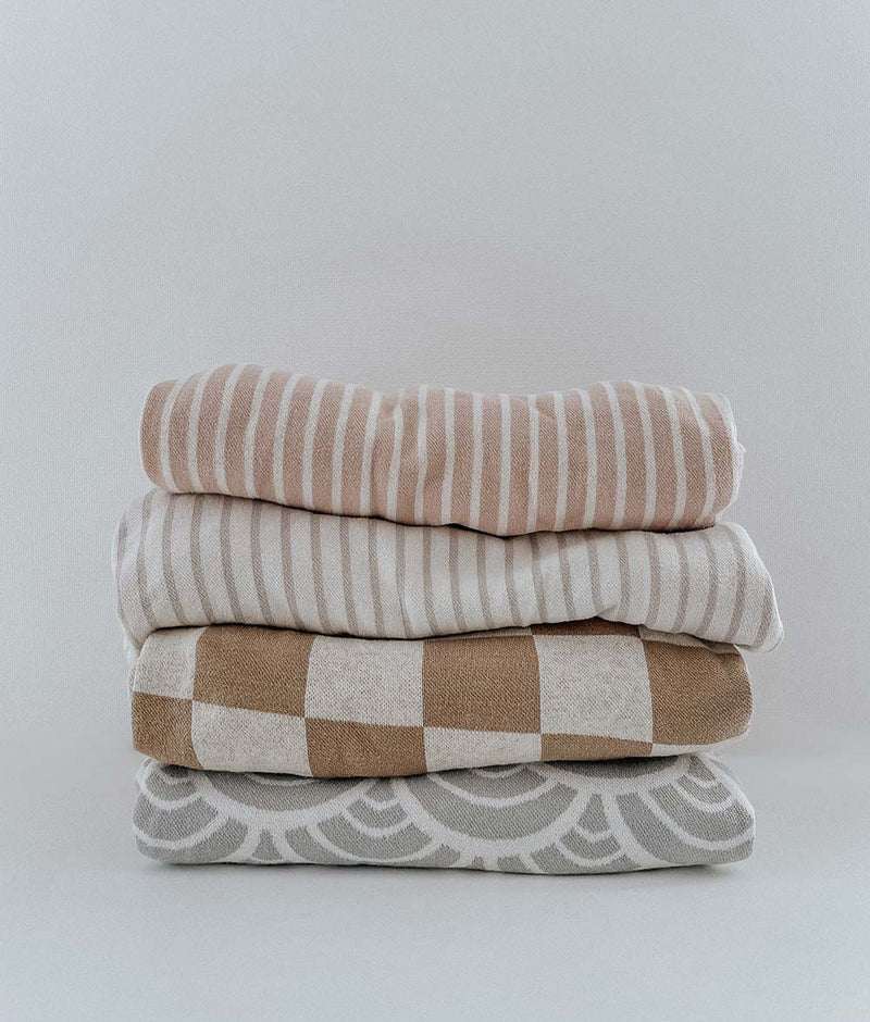 Jersey Cot Sheet - Khaki Gingham