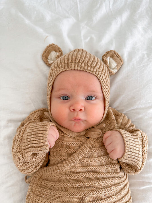 Bonnet | Bear - Maple Fleck | SIZE 3-6M LEFT
