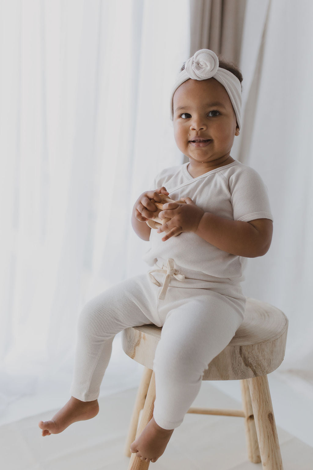 Organic Drawstring Legging - Salt
