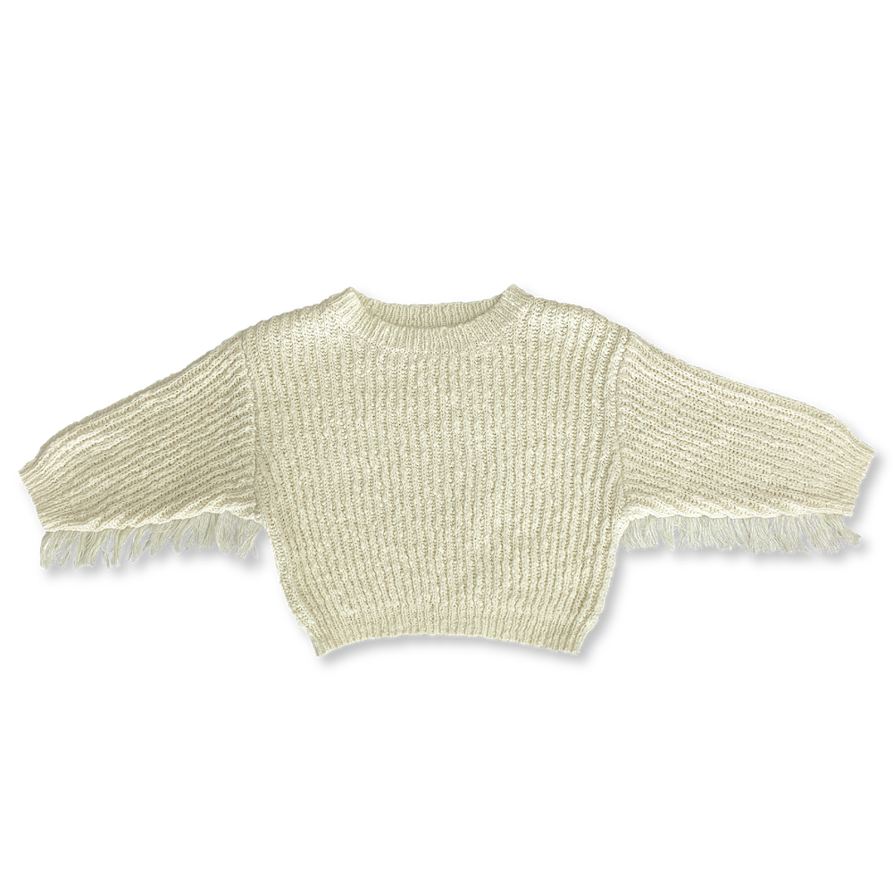 Slub Yarn Fringe Pull Over - Milk