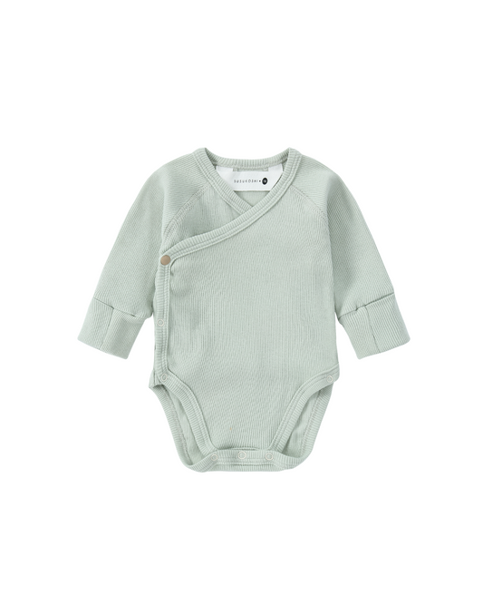 Organic L/S Kimono Bodysuit - Sea Mist