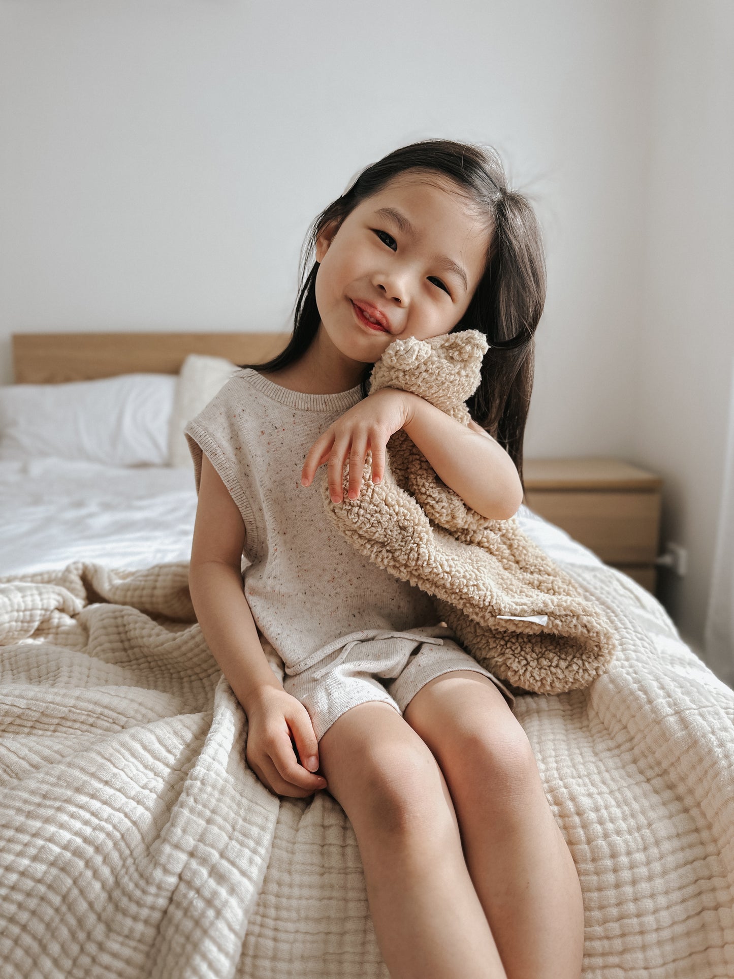 Reverse Button Up Top - Speckle Oat