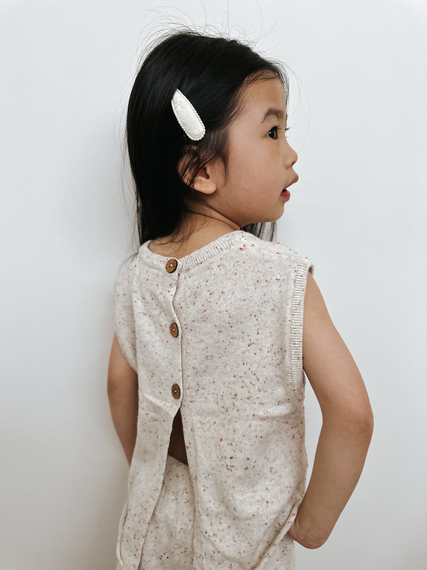 Reverse Button Up Top - Speckle Oat