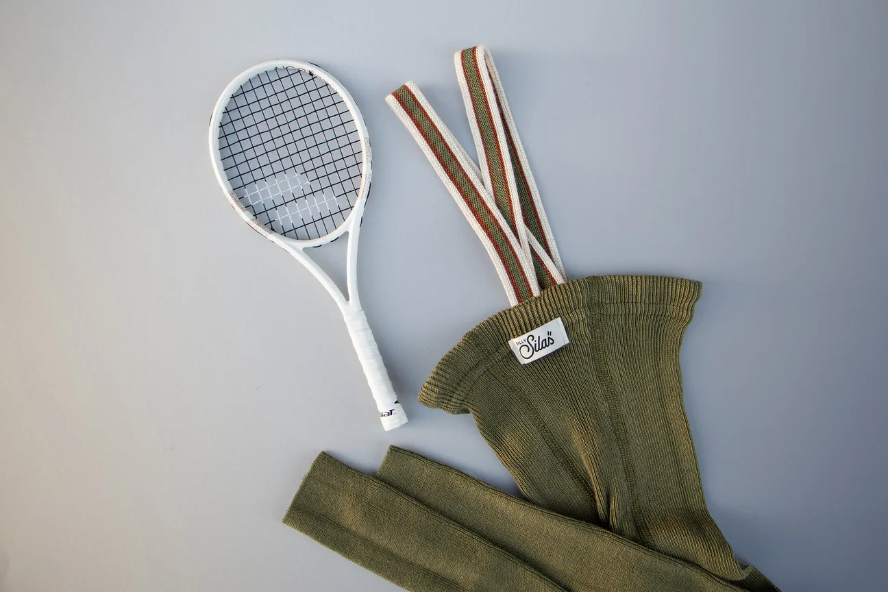 Classic Tights | Footless - Olive Striped