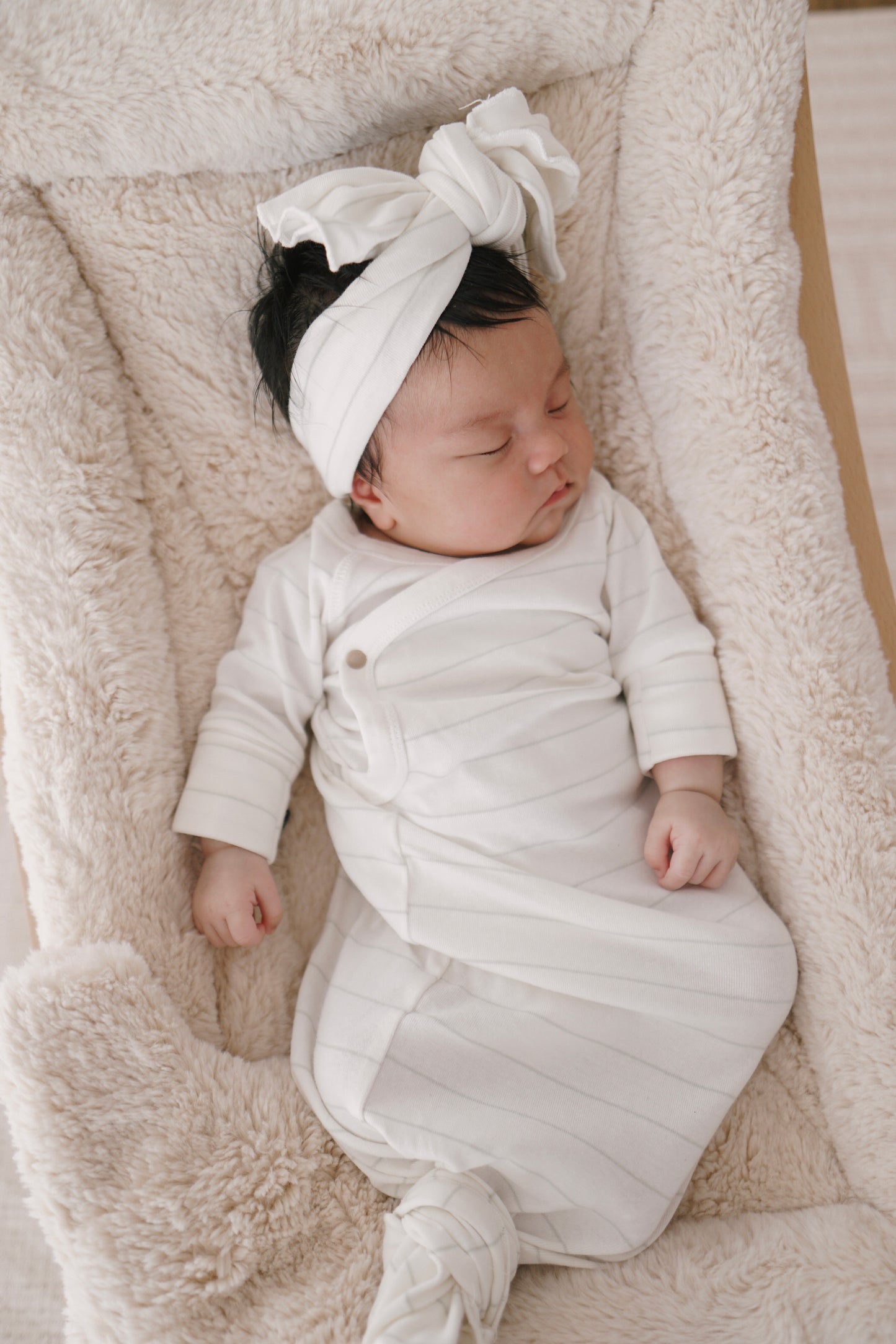 Organic Kimono Gown - White Sky