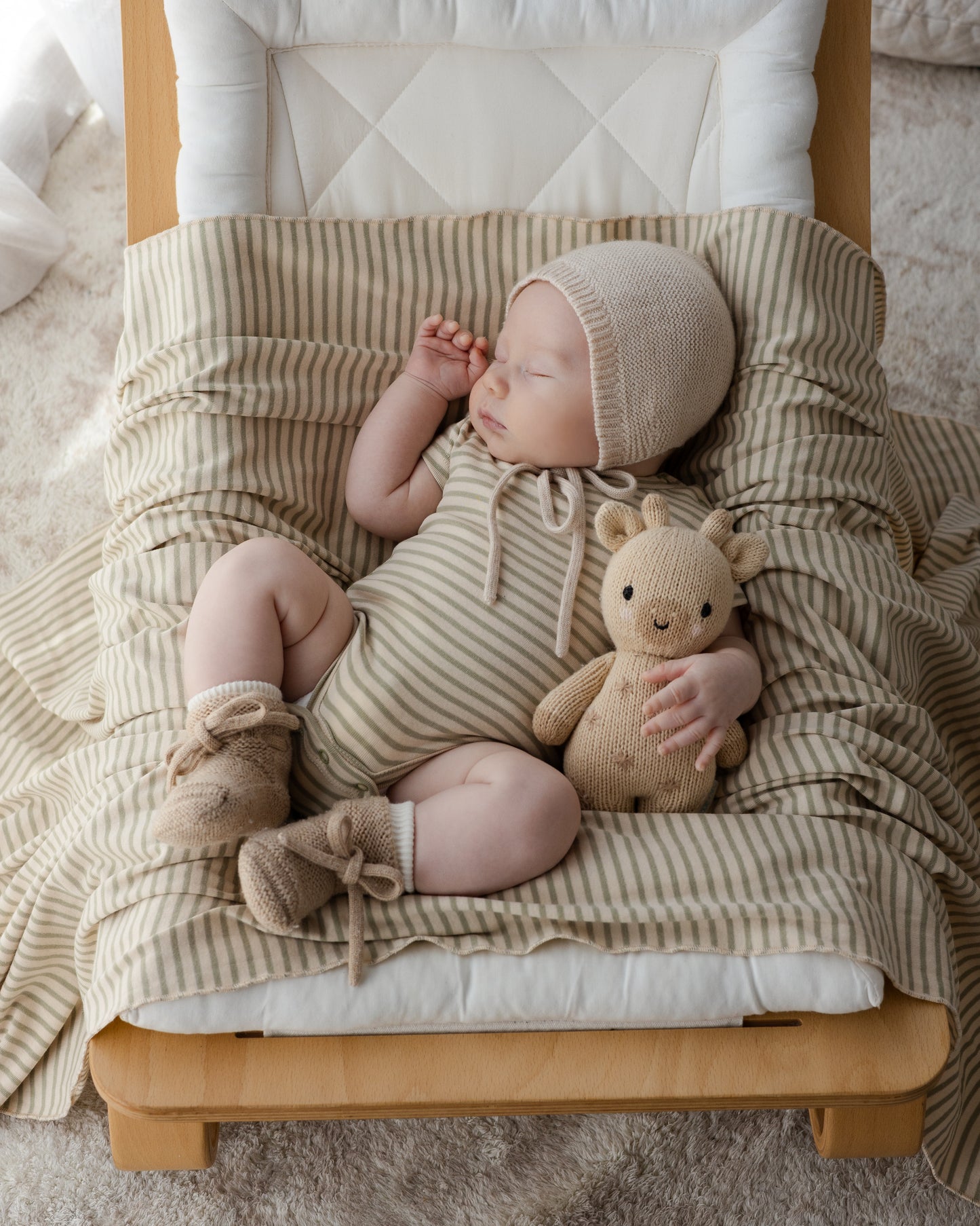 Organic Swaddle Blanket - Sage Stripes