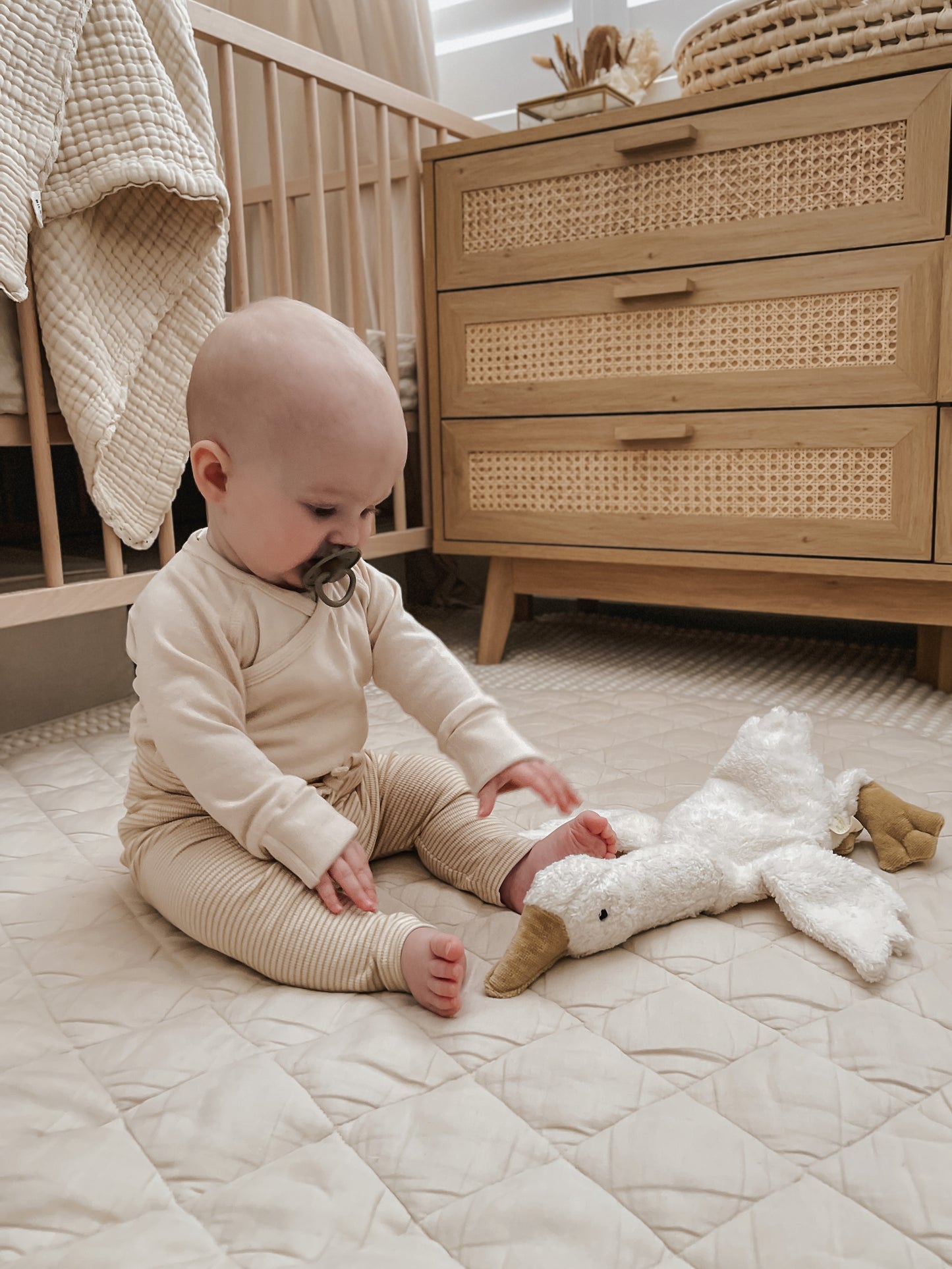 Organic L/S Kimono Bodysuit - Egg Shell