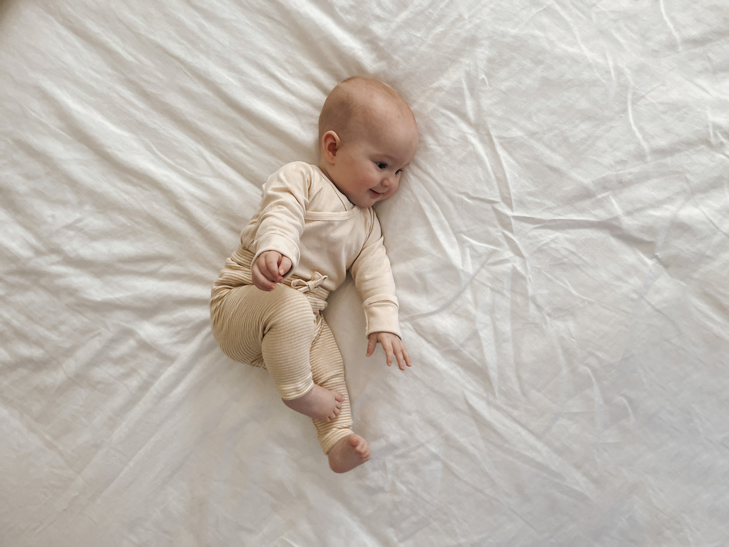 Organic L/S Kimono Bodysuit - Egg Shell