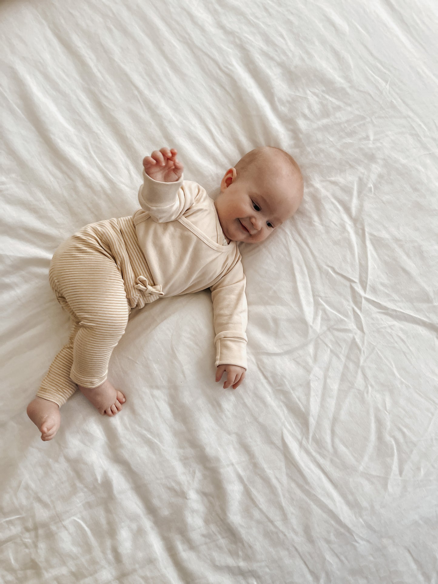 Organic L/S Kimono Bodysuit - Egg Shell