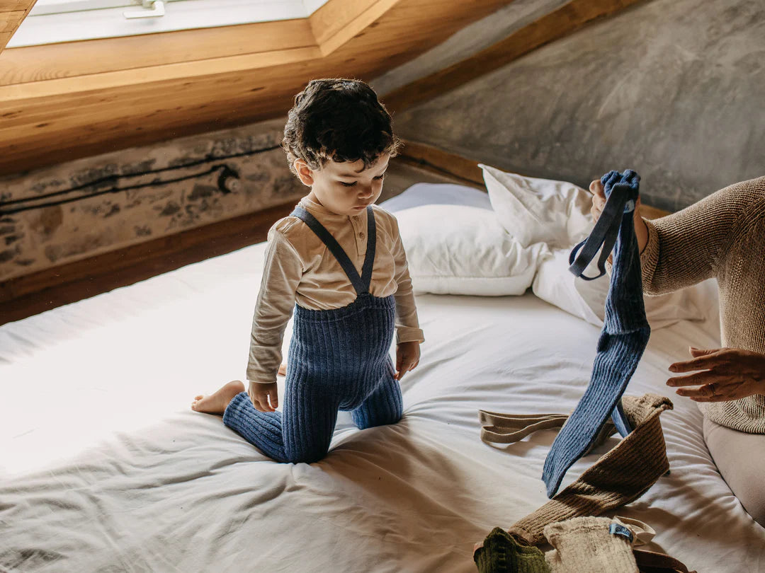 Granny Teddy Tights | Footless - Steel Blue Blend