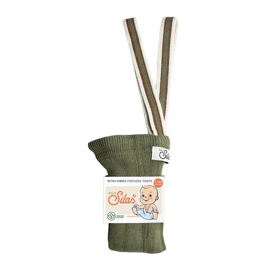 Classic Tights | Footless - Olive Striped
