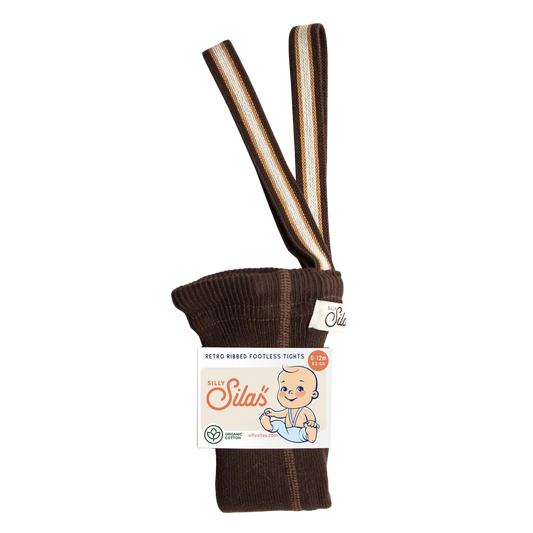 Classic Tights | Footless - Chocolate Brown Striped