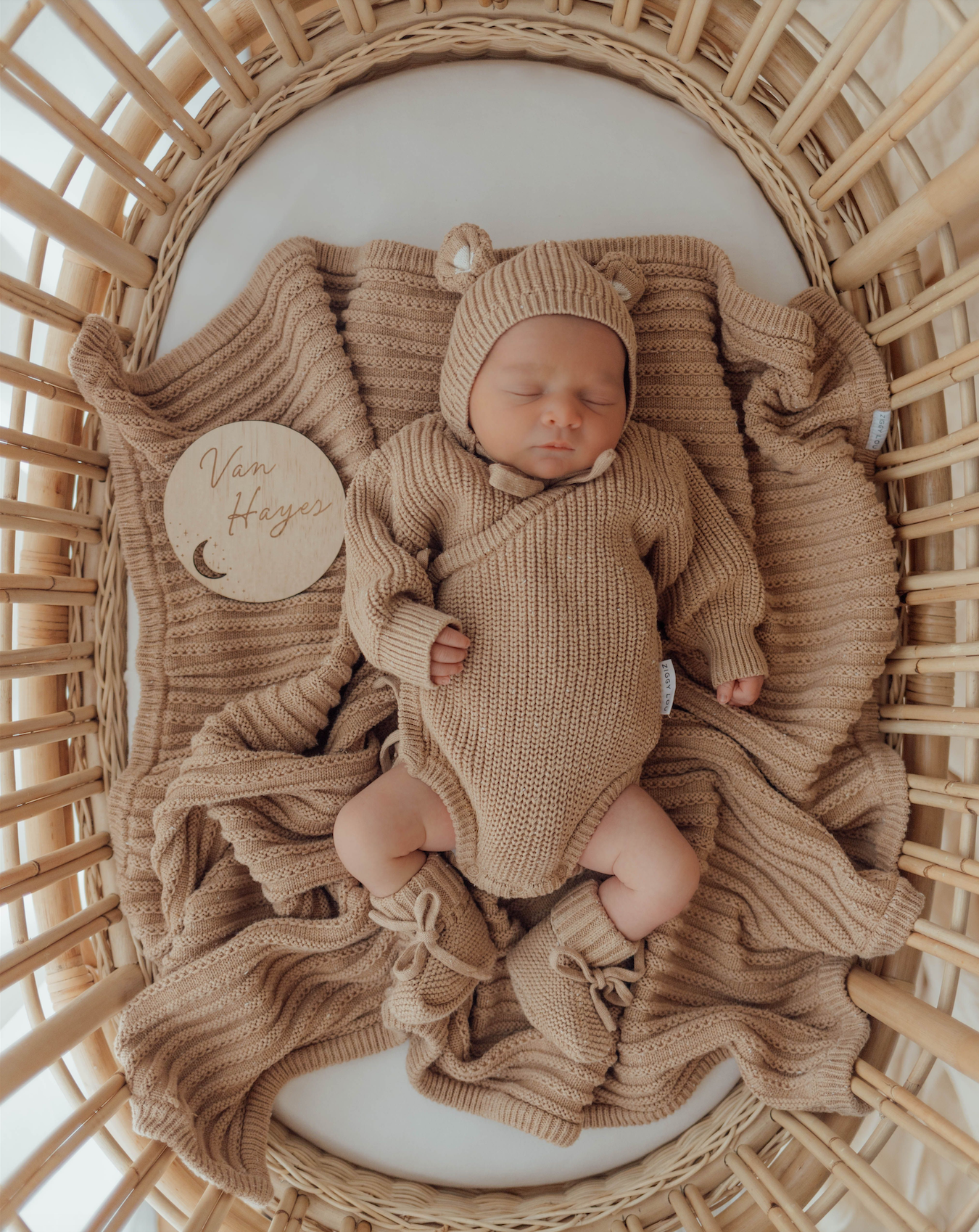 Bonnet | Bear - Maple Fleck | SIZE 3-6M LEFT