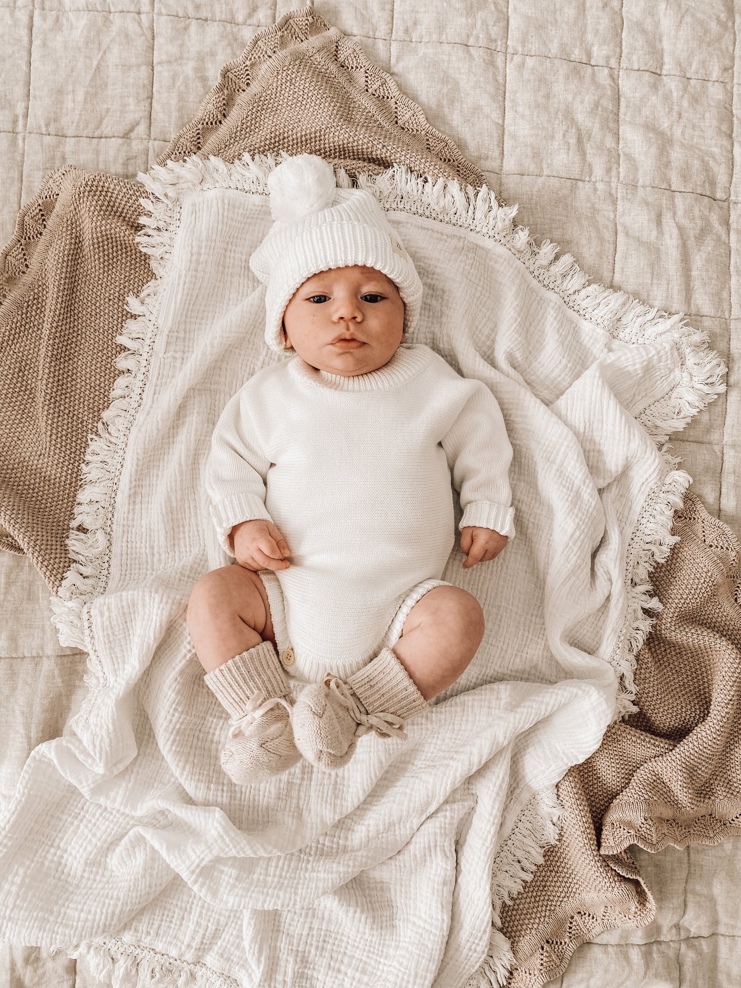 Fringe Swaddle - Cream