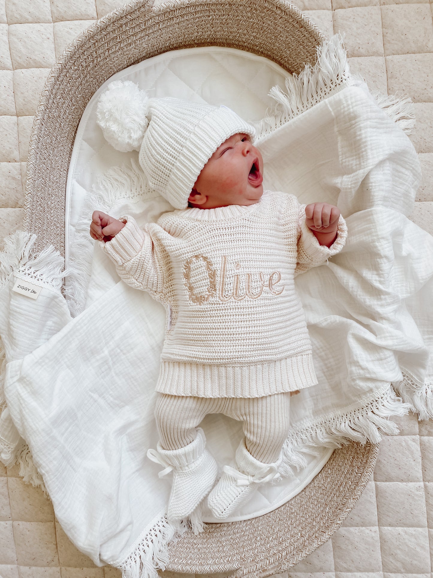 Fringe Swaddle - Cream