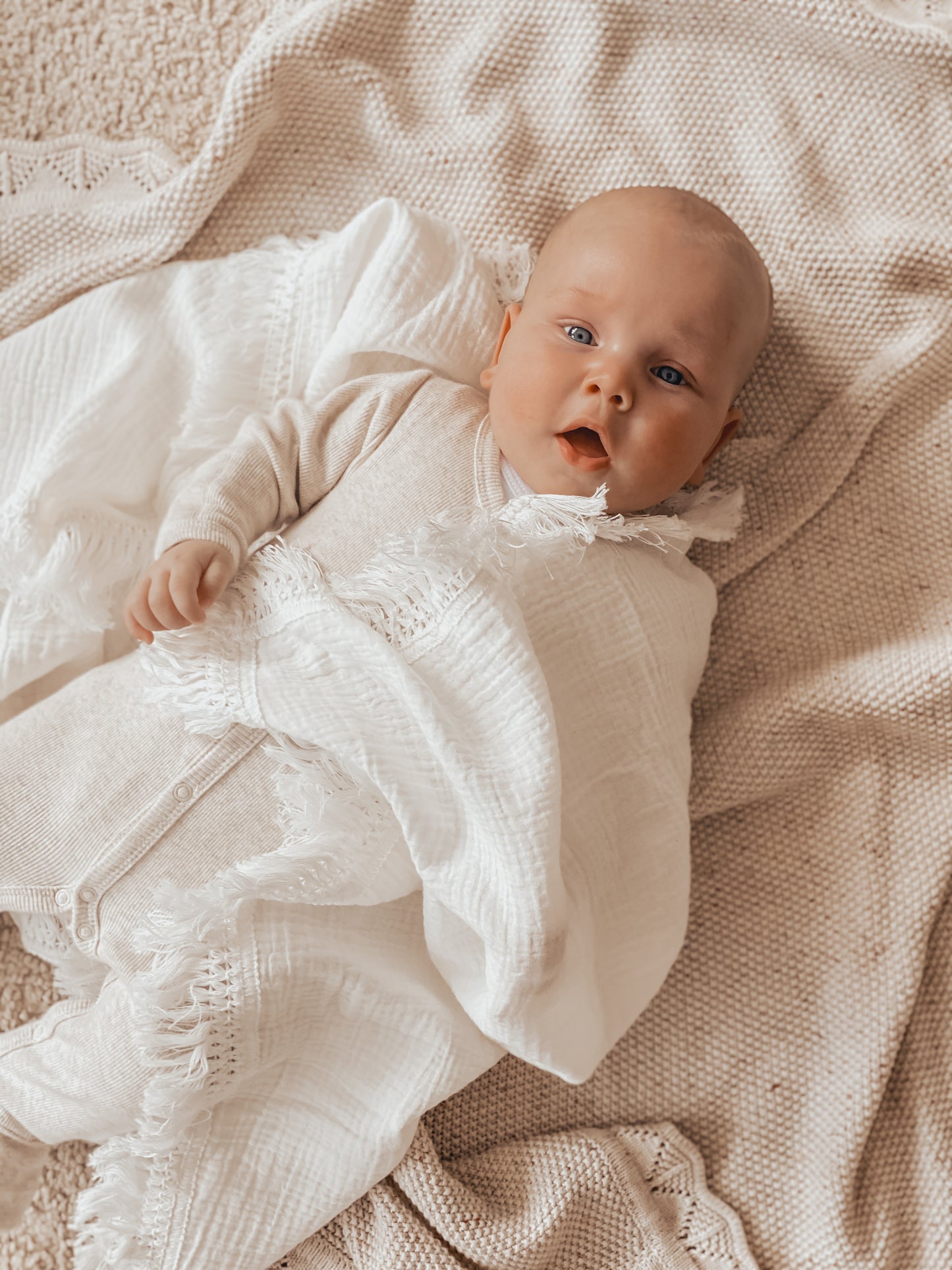 Fringe Swaddle - Cream