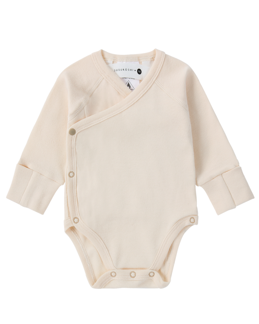 Organic L/S Kimono Bodysuit - Egg Shell