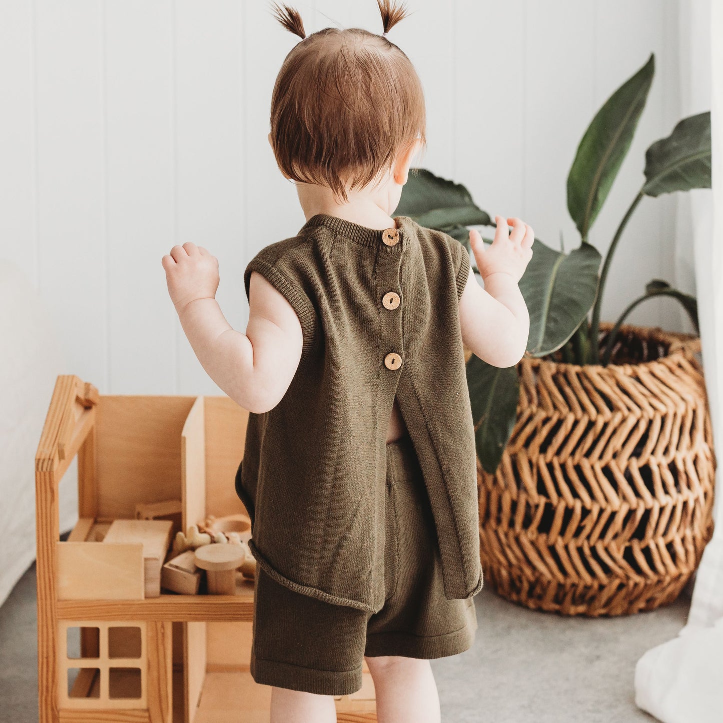 Reverse Button Up Top - Olive