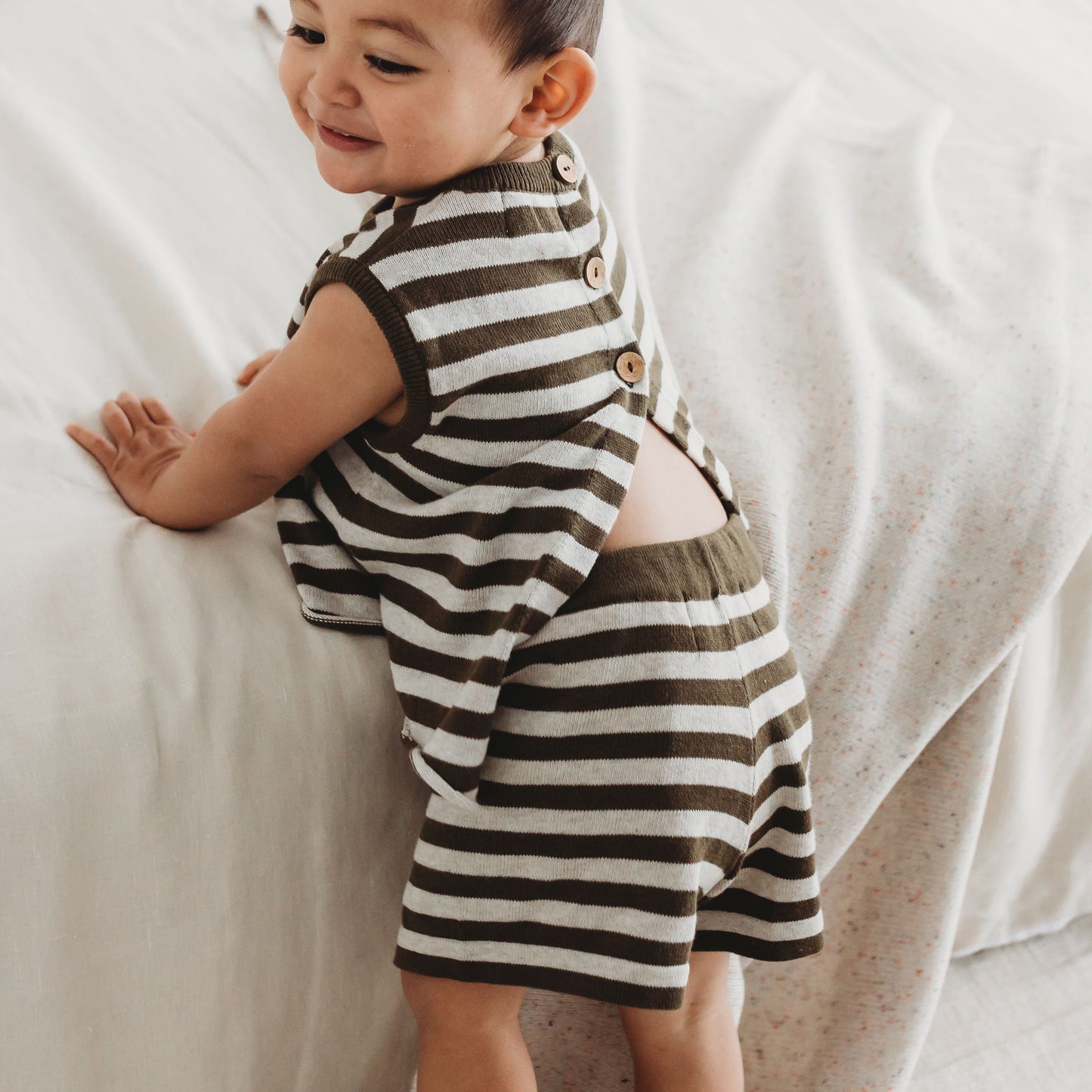 Knit Shorts - Olive Stripe