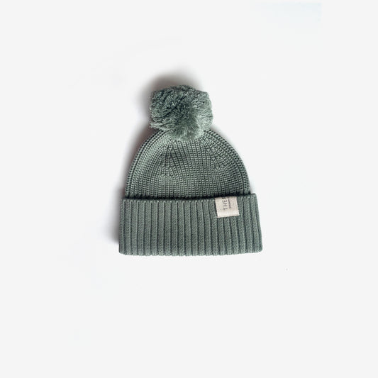 Organic Cotton Chunky Knit Beanie - Sage