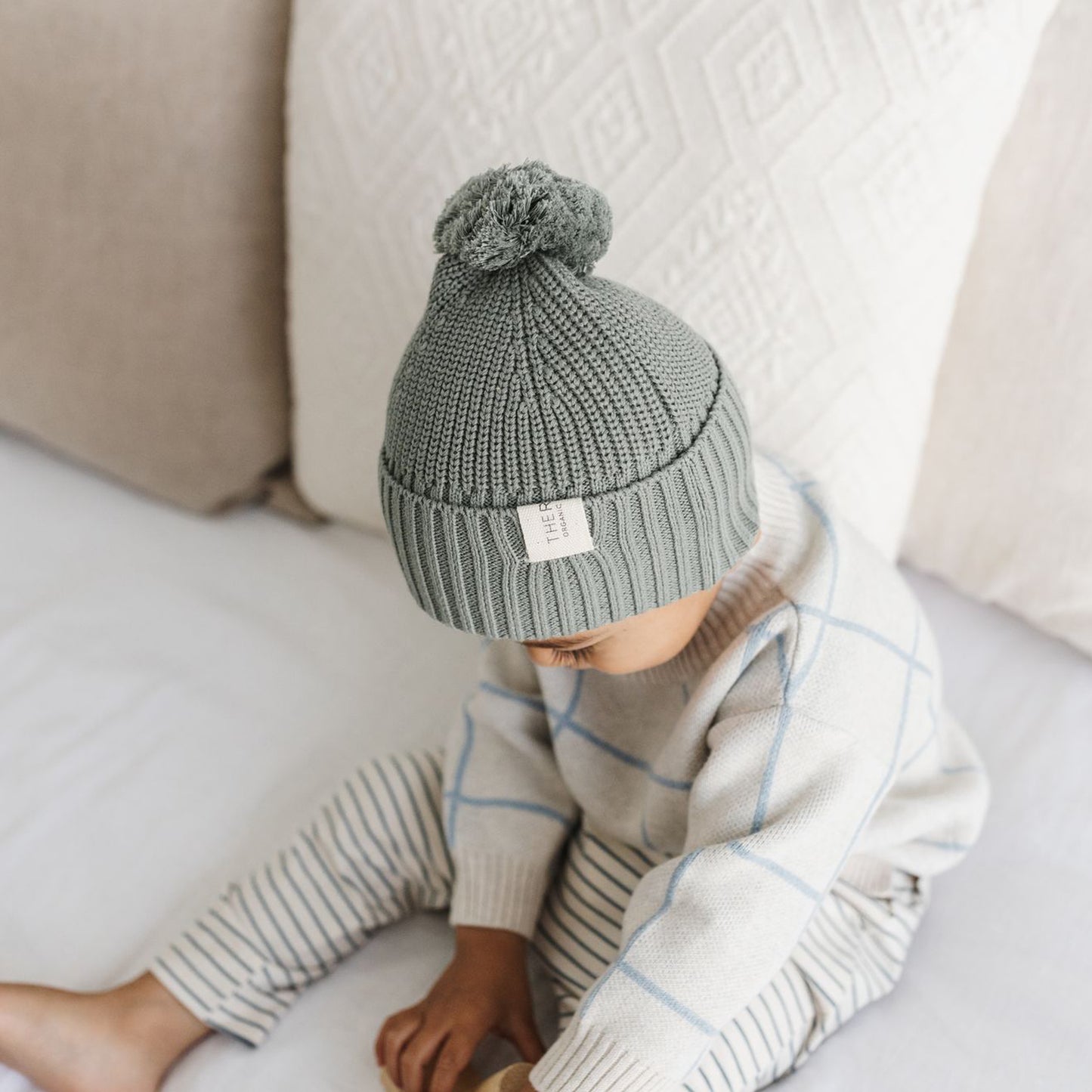 Organic Cotton Chunky Knit Beanie - Sage