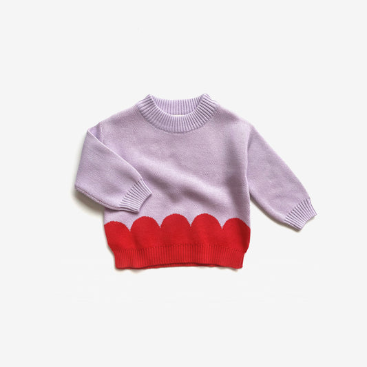 Organic Cotton Knit Jumper - Scallop Colour Block