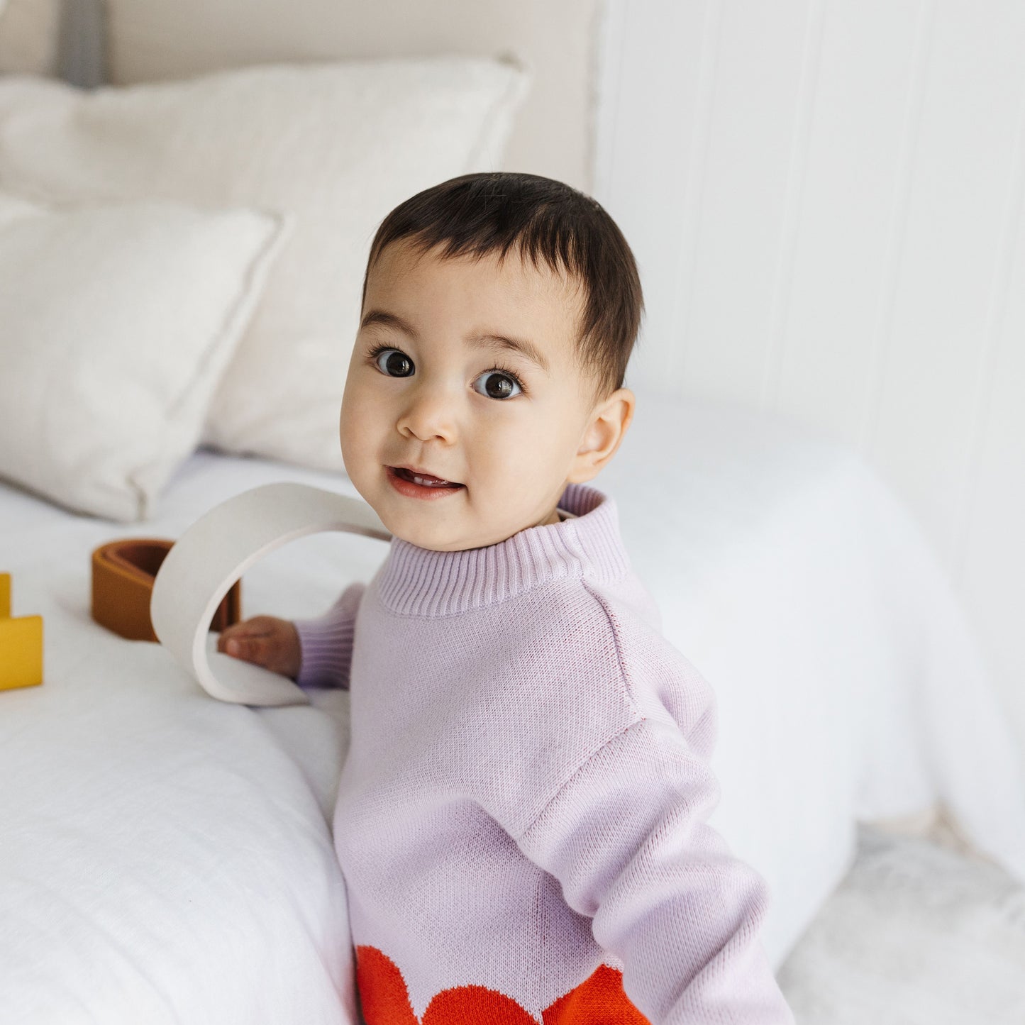 Organic Cotton Knit Jumper - Scallop Colour Block