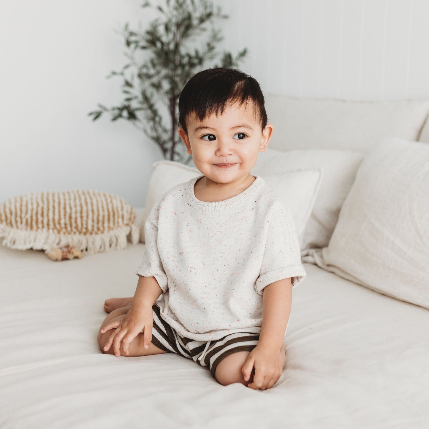 Relaxed Knit Tee - Speckle Oat