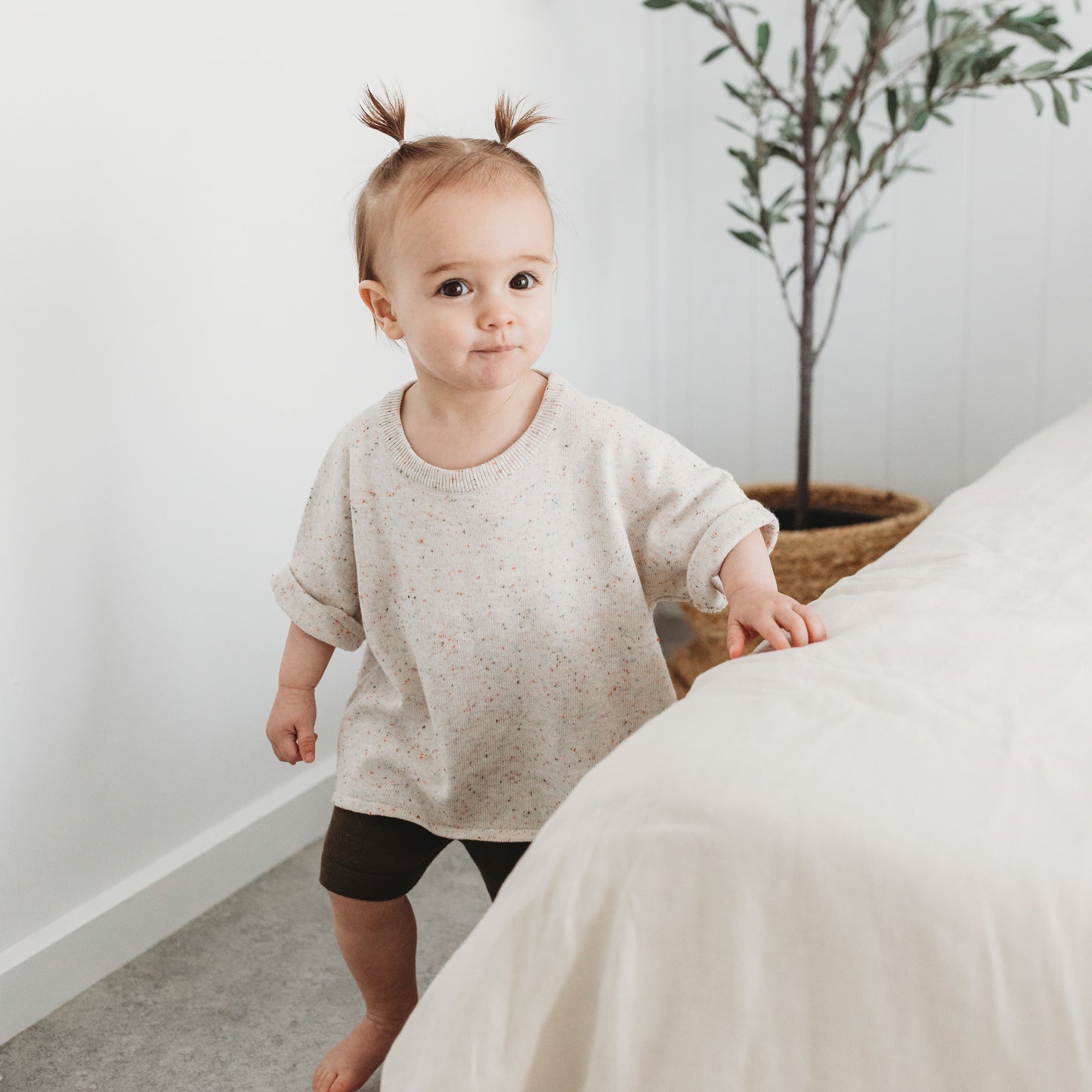 Relaxed Knit Tee - Speckle Oat