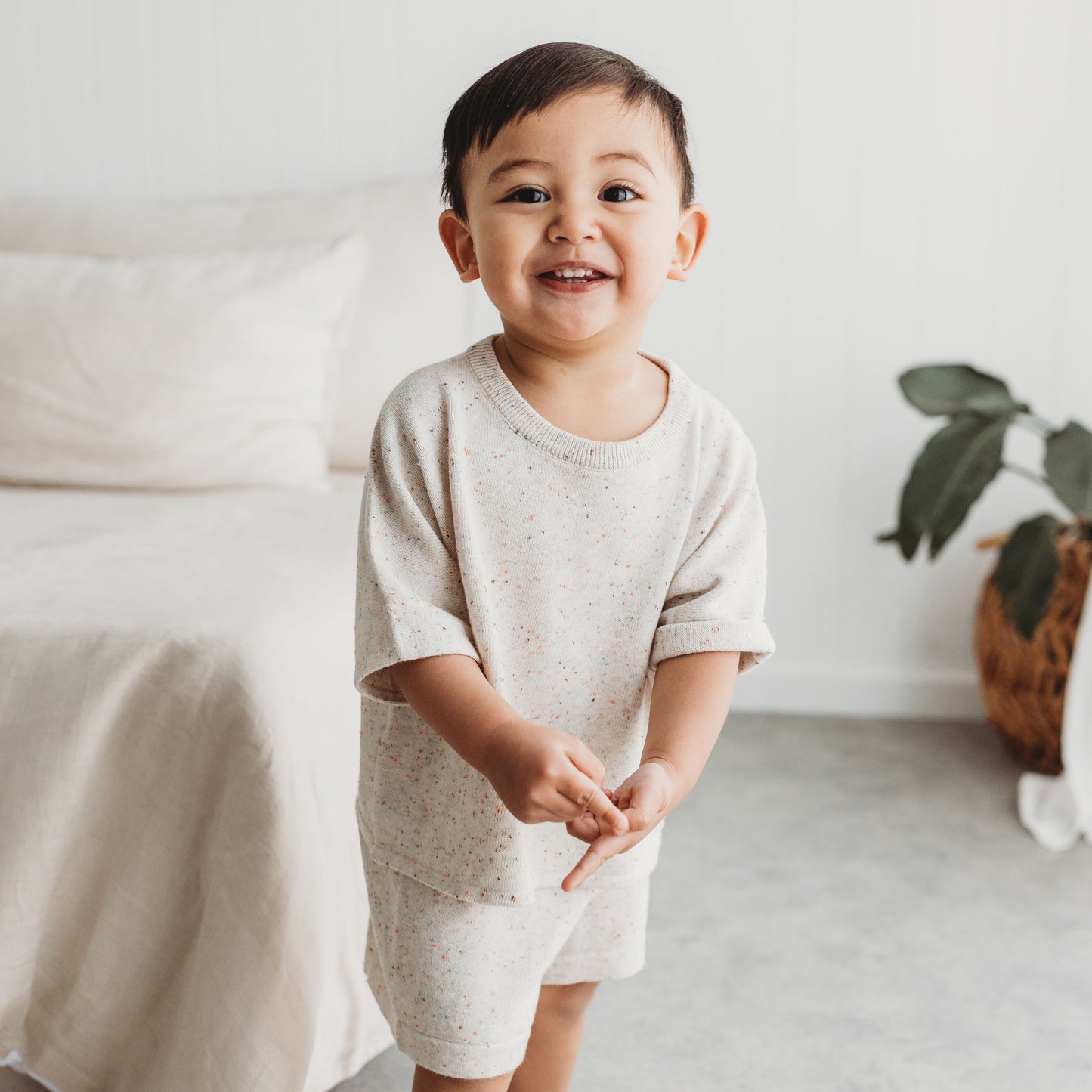 Relaxed Knit Tee - Speckle Oat