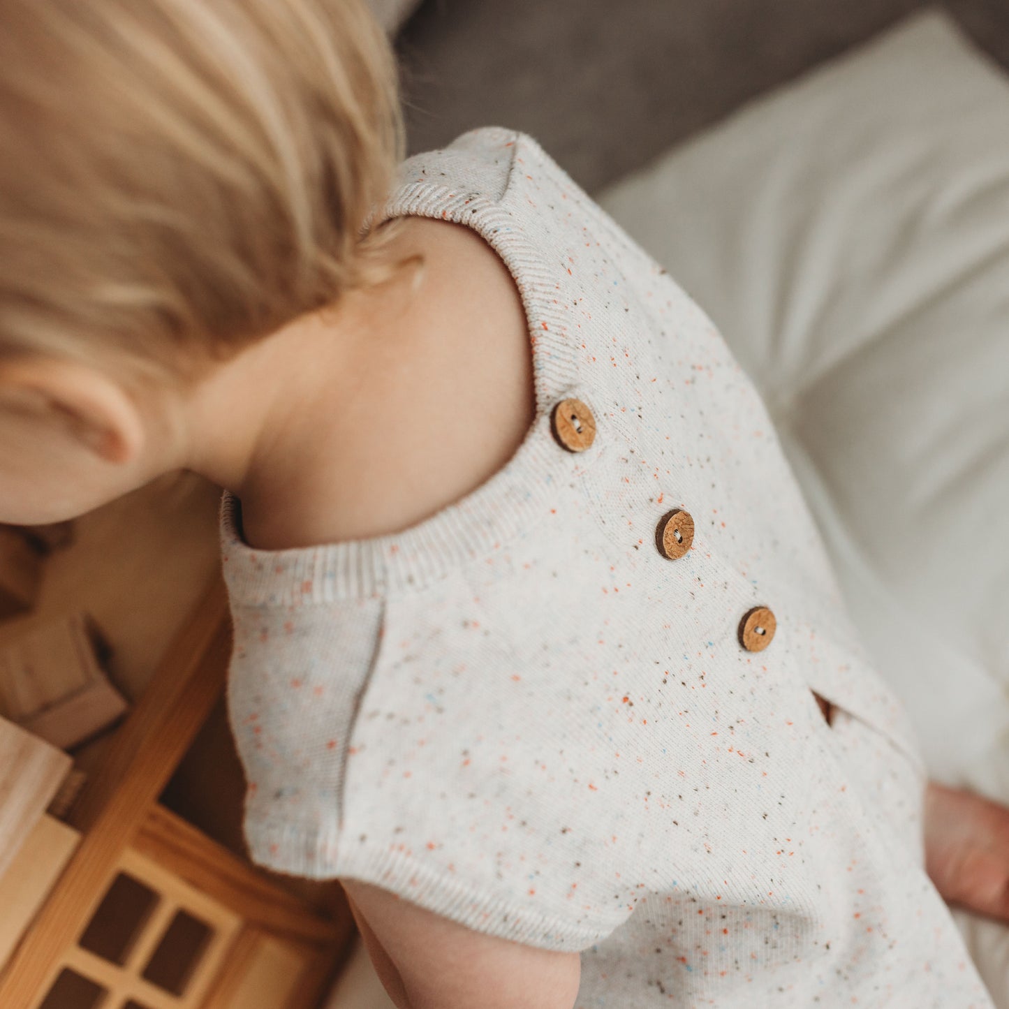 Reverse Button Up Top - Speckle Oat