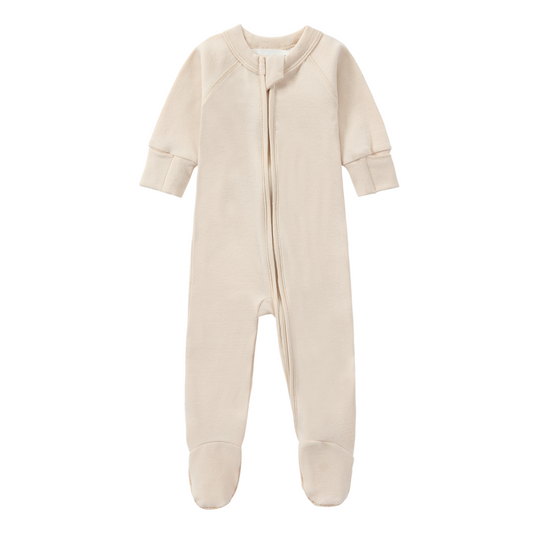 Organic Zip Growsuit - Egg Shell