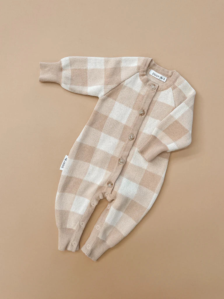 Classic Knit Romper - Gingham
