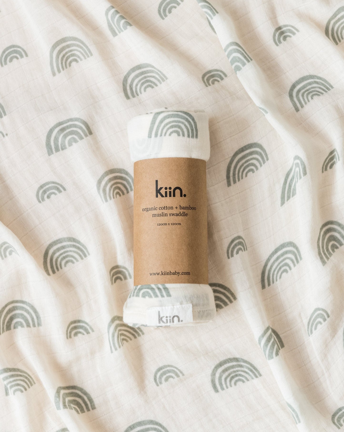 Organic Swaddle | Rainbows - Ivory + Sage