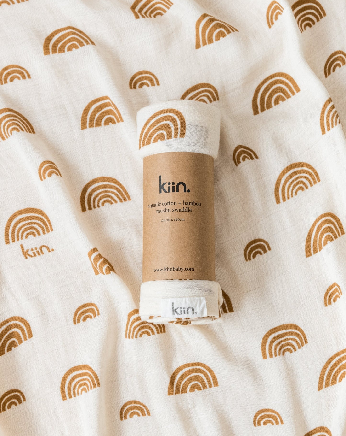 Organic Swaddle | Rainbows - Ivory + Umber