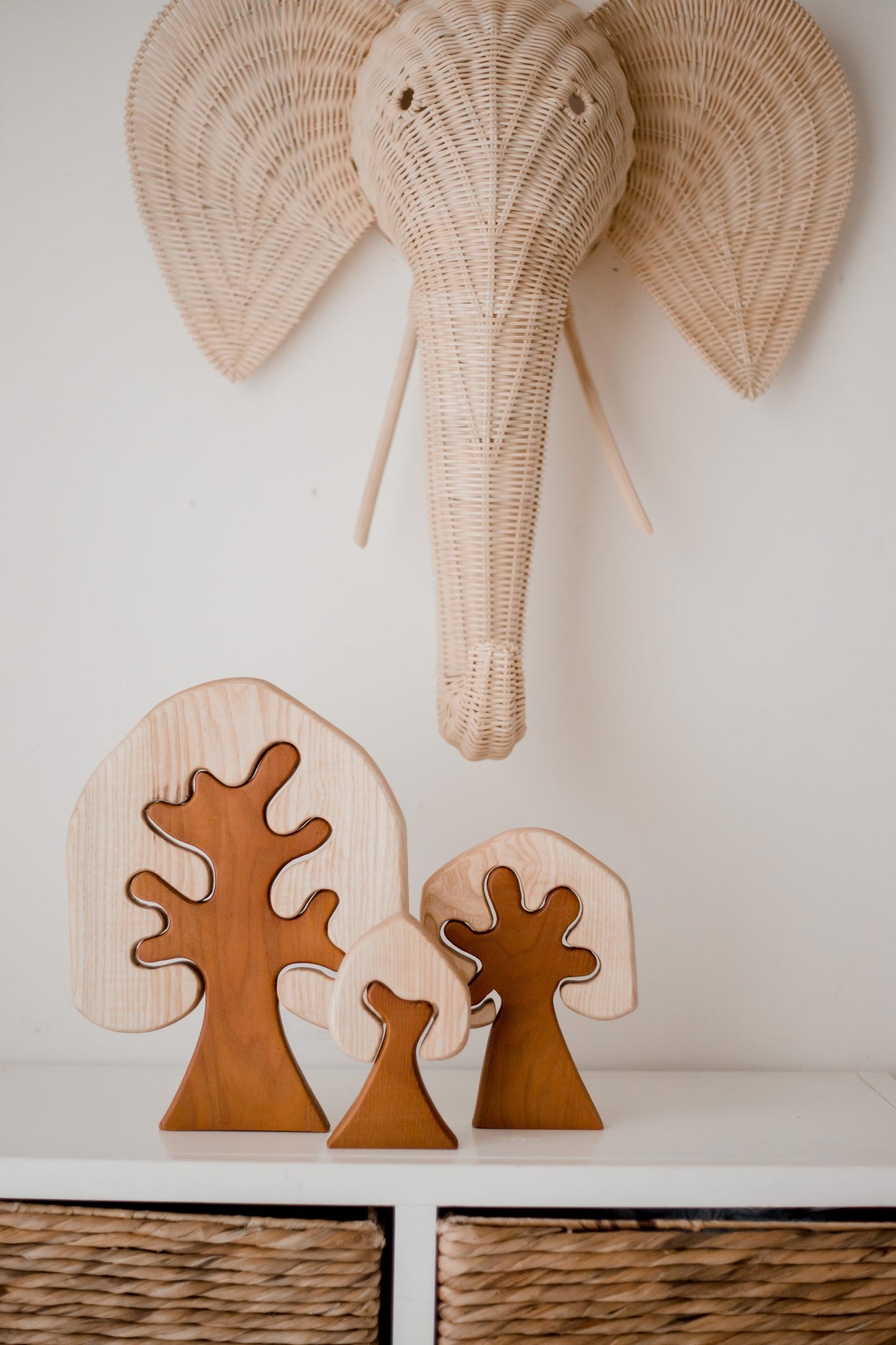 Two Toned Wooden Trees | Set of 3