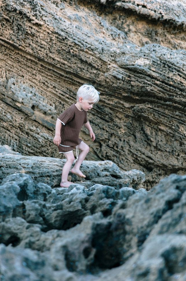 Knitted Rib Shorts - Chocolate