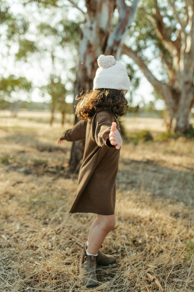 Organic Textured Pom Pom Beanie - Pink Salt