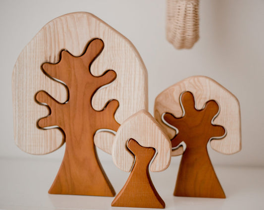 Two Toned Wooden Trees | Set of 3
