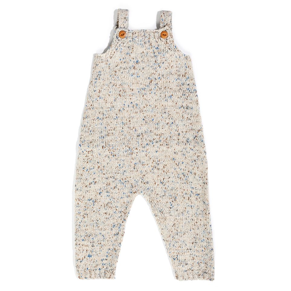 Organic Funfetti Knit Overalls - Sea
