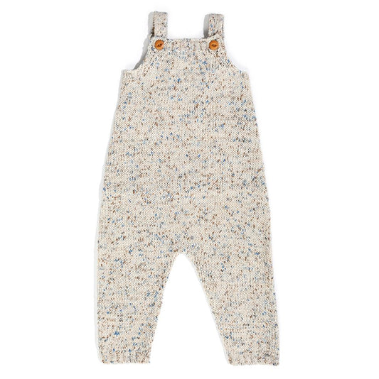 Organic Funfetti Knit Overalls - Sea | SIZE 0-3M LEFT