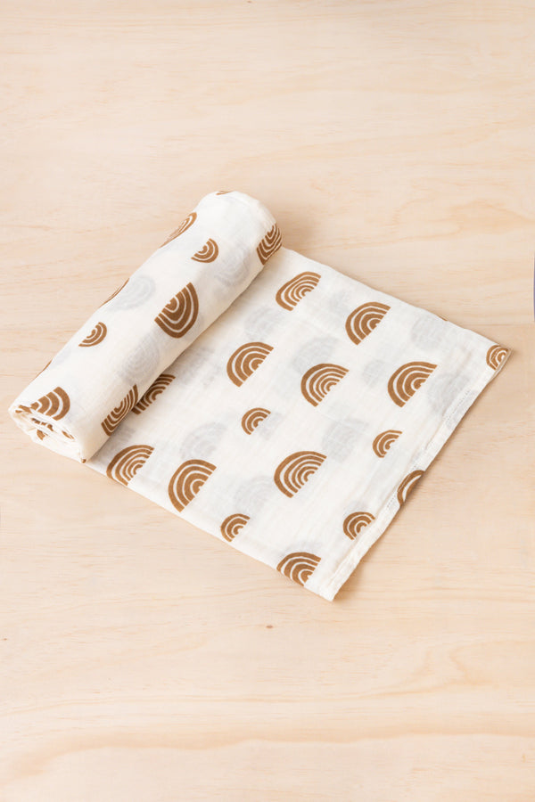 Organic Swaddle | Rainbows - Ivory + Umber