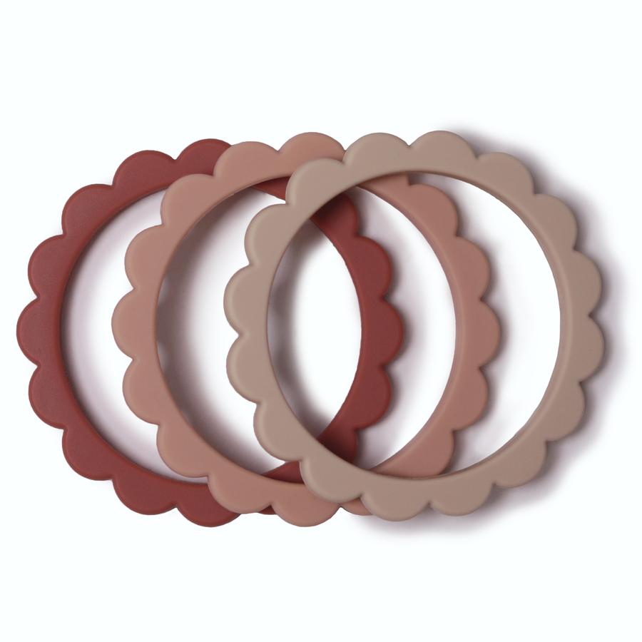 Flower Teething Bracelets - Blush + Shifting Sand + Rose