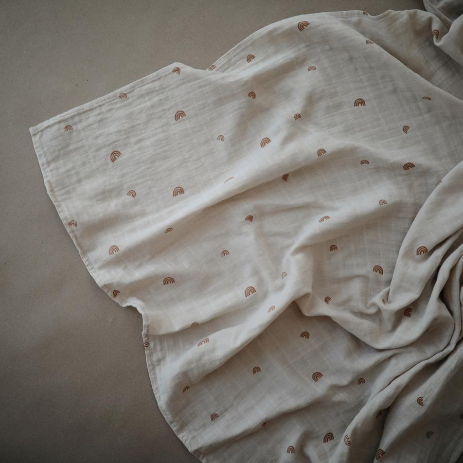 Organic Muslin Swaddle Blanket - Rainbows