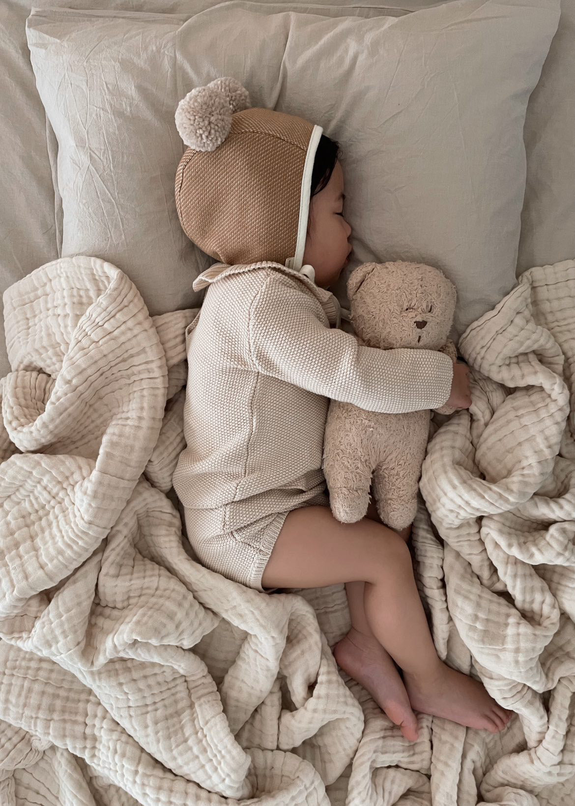 Organic Cotton Gauze Blanket | Plain Edge - Oat Milk